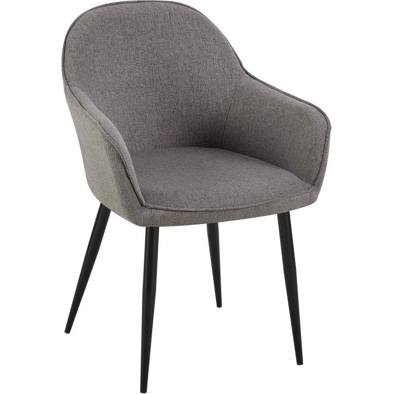 Fauteuil de table moderne en Tissu Gris foncé Métal Noir Timalo - 1