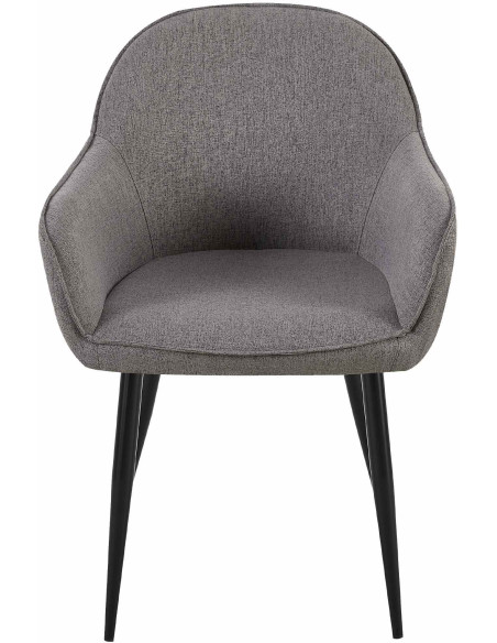 Fauteuil de table moderne en Tissu Gris foncé Métal Noir Timalo - 2
