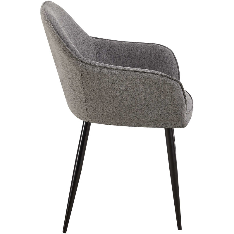 Fauteuil de table moderne en Tissu Gris foncé Métal Noir Timalo - 3
