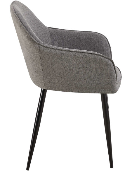 Fauteuil de table moderne en Tissu Gris foncé Métal Noir Timalo - 3