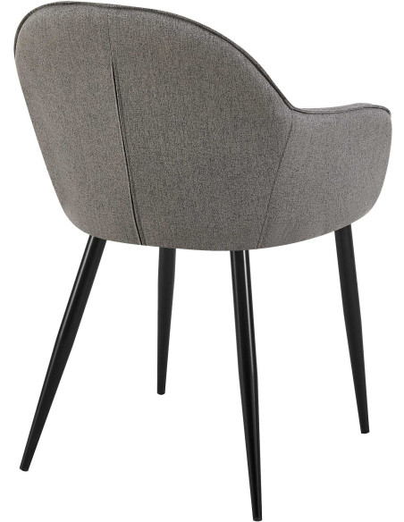 Fauteuil de table moderne en Tissu Gris foncé Métal Noir Timalo - 4