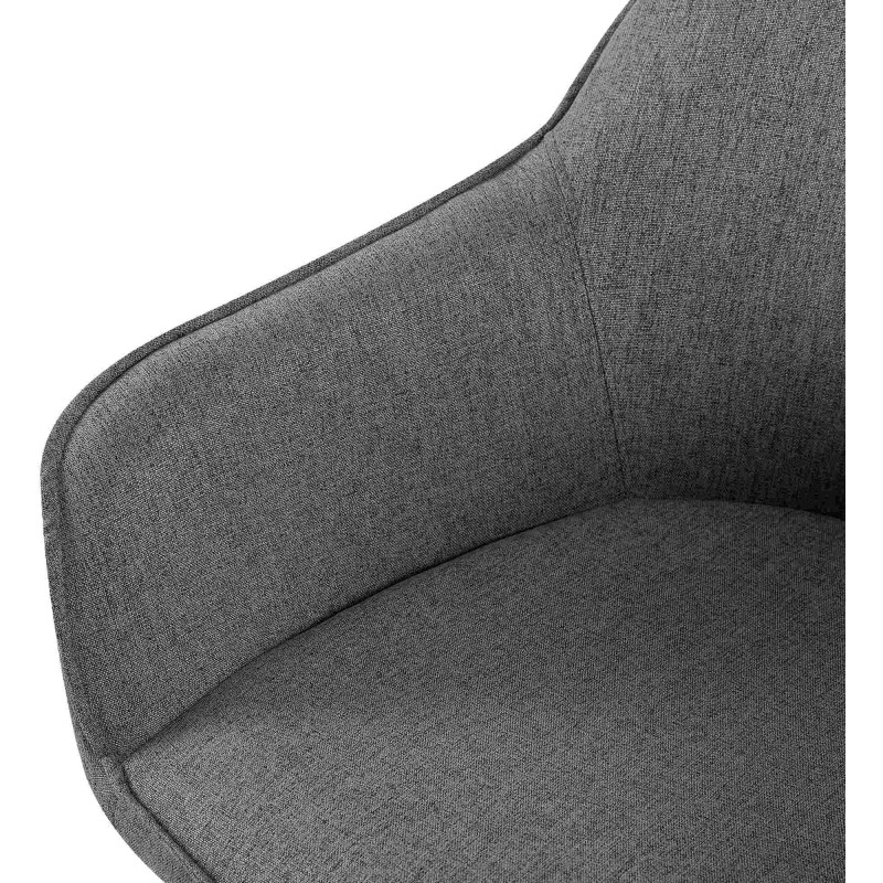 Fauteuil de table moderne en Tissu Gris foncé Métal Noir Timalo - 6