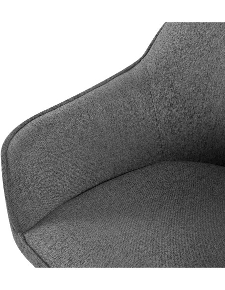 Fauteuil de table moderne en Tissu Gris foncé Métal Noir Timalo - 6
