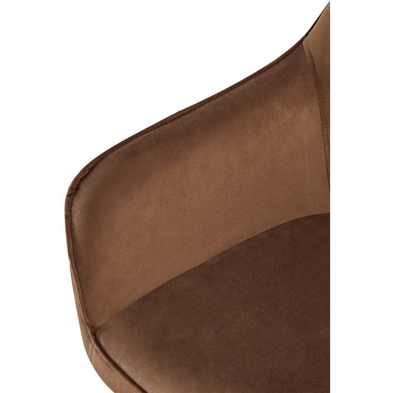 Fauteuil de table moderne en Velours Marron Métal Noir Timalo - 2