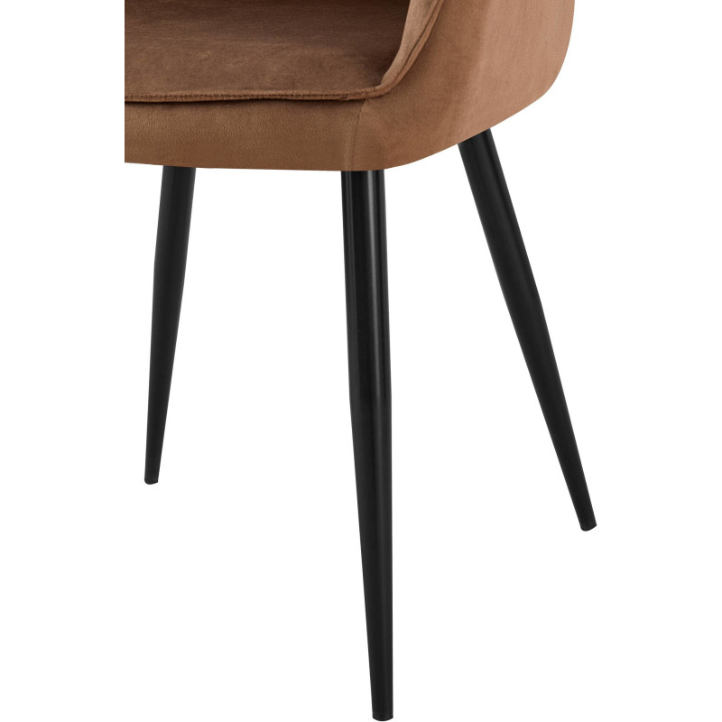 Fauteuil de table moderne en Velours Marron Métal Noir Timalo - 3