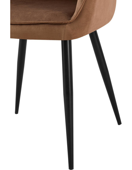 Fauteuil de table moderne en Velours Marron Métal Noir Timalo - 3