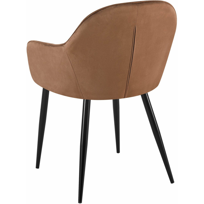 Fauteuil de table moderne en Velours Marron Métal Noir Timalo - 4