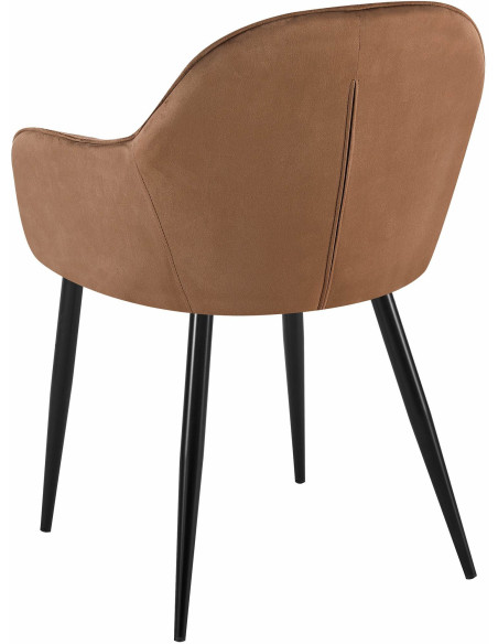 Fauteuil de table moderne en Velours Marron Métal Noir Timalo - 4
