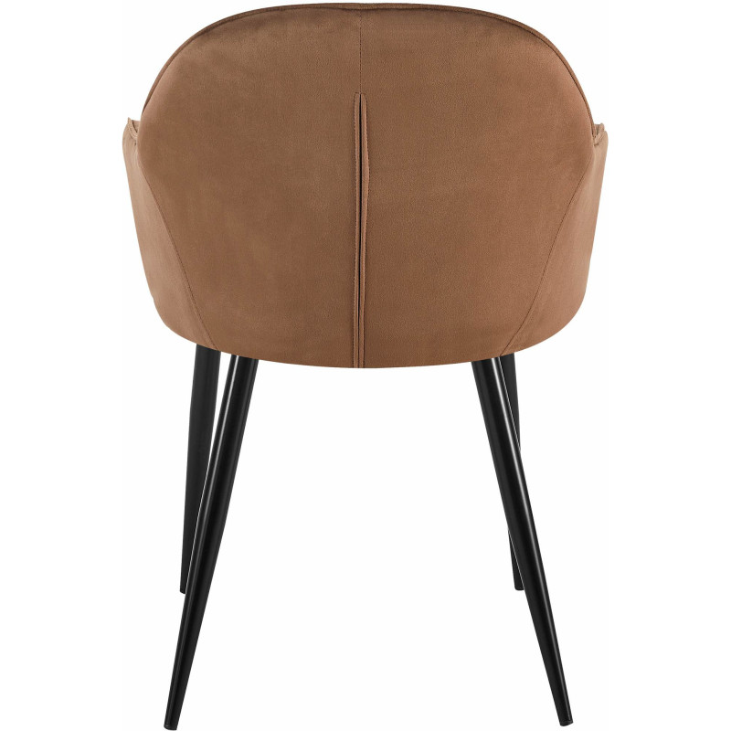 Fauteuil de table moderne en Velours Marron Métal Noir Timalo - 5