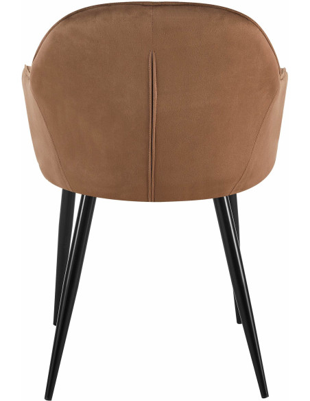 Fauteuil de table moderne en Velours Marron Métal Noir Timalo - 5