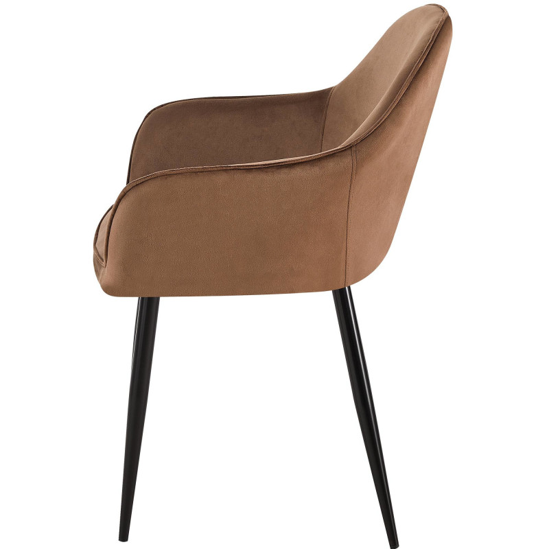 Fauteuil de table moderne en Velours Marron Métal Noir Timalo - 6