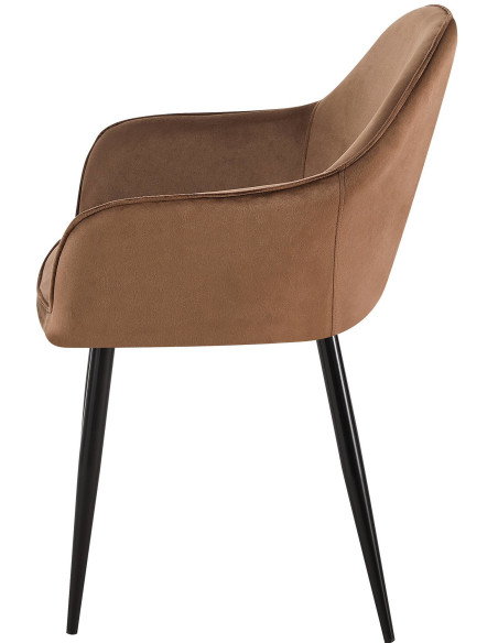 Fauteuil de table moderne en Velours Marron Métal Noir Timalo - 6