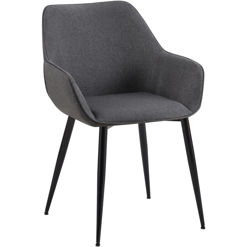 Fauteuil de table moderne en Tissu Gris foncé Métal Noir Kravi - 1