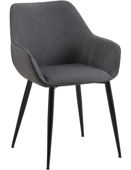 Fauteuil de table moderne en Tissu Gris foncé Métal Noir Kravi - 1