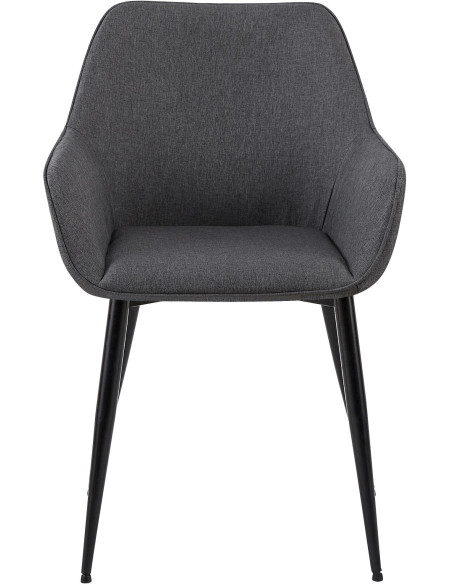 Fauteuil de table moderne en Tissu Gris foncé Métal Noir Kravi - 2