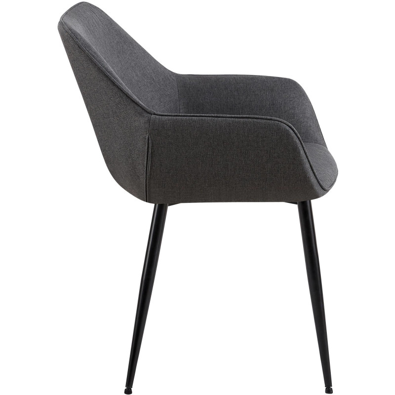 Fauteuil de table moderne en Tissu Gris foncé Métal Noir Kravi - 3