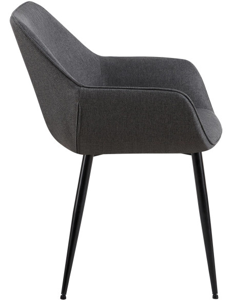 Fauteuil de table moderne en Tissu Gris foncé Métal Noir Kravi - 3