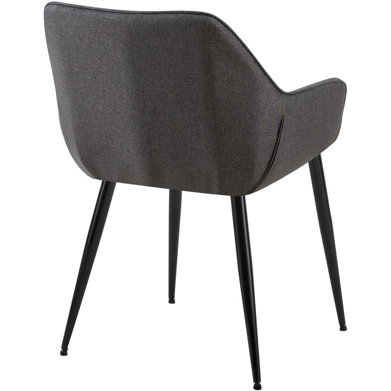 Fauteuil de table moderne en Tissu Gris foncé Métal Noir Kravi - 4