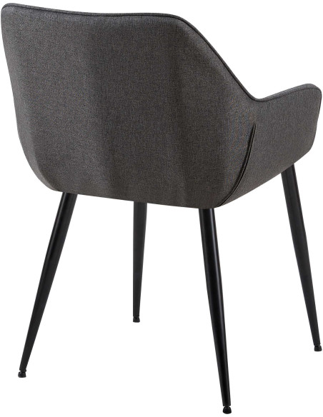 Fauteuil de table moderne en Tissu Gris foncé Métal Noir Kravi - 4