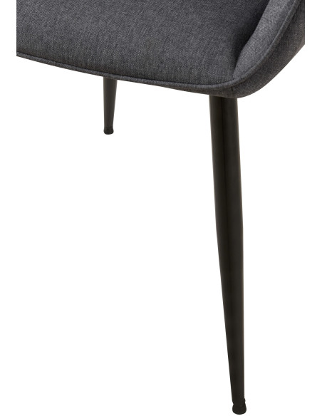 Fauteuil de table moderne en Tissu Gris foncé Métal Noir Kravi - 5