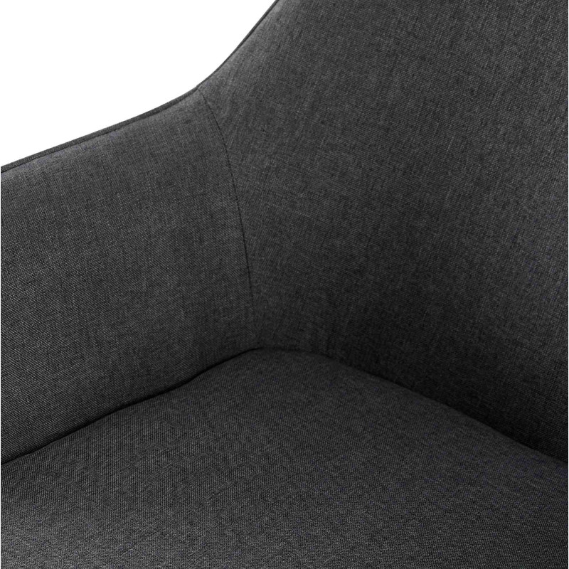 Fauteuil de table moderne en Tissu Gris foncé Métal Noir Kravi - 6