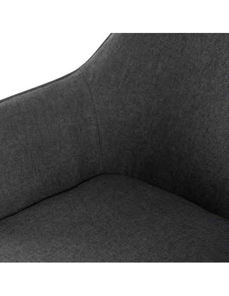 Fauteuil de table moderne en Tissu Gris foncé Métal Noir Kravi - 6