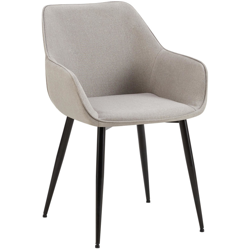 Fauteuil de table moderne en Tissu Gris clair Métal Noir Kravi - 1