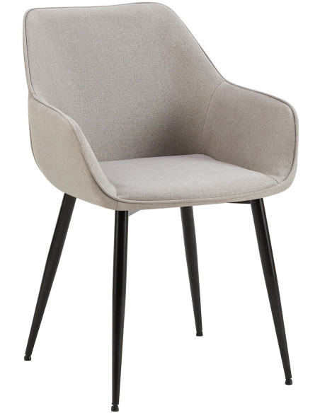 Fauteuil de table moderne en Tissu Gris clair Métal Noir Kravi - 1