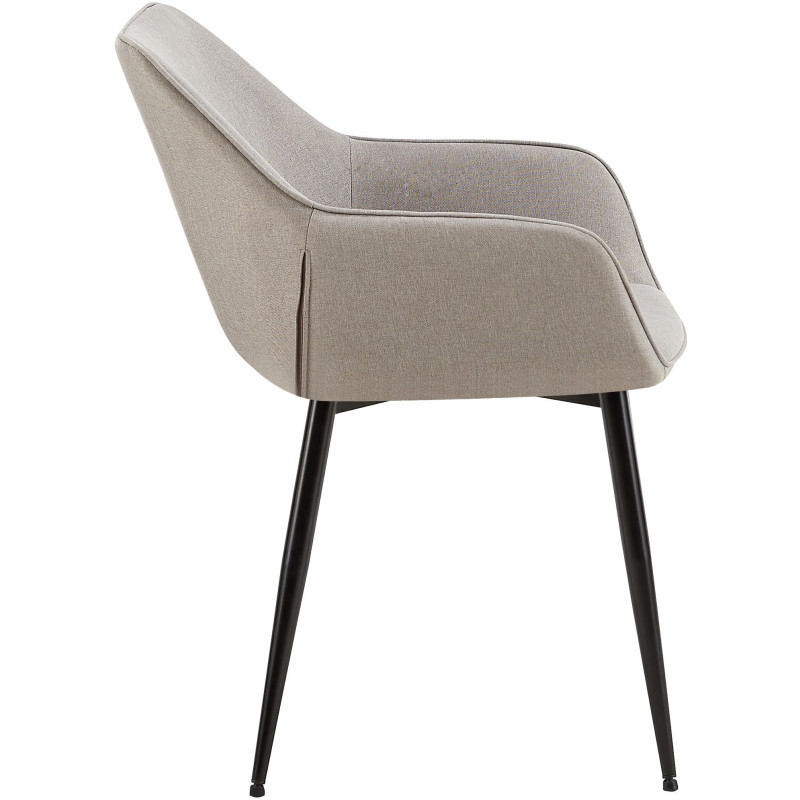 Fauteuil de table moderne en Tissu Gris clair Métal Noir Kravi - 3