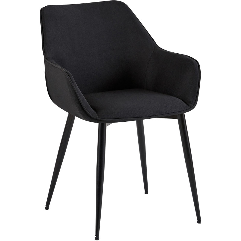 Fauteuil de table moderne en Tissu Noir Métal Noir Kravi - 1