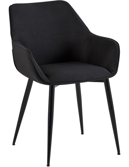 Fauteuil de table moderne en Tissu Noir Métal Noir Kravi - 1