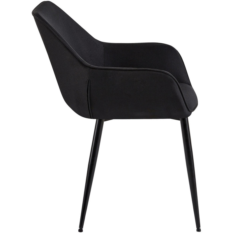 Fauteuil de table moderne en Tissu Noir Métal Noir Kravi - 3
