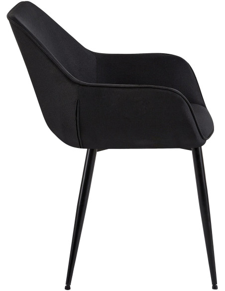 Fauteuil de table moderne en Tissu Noir Métal Noir Kravi - 3