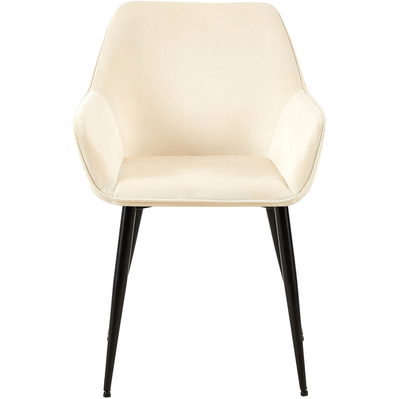 Fauteuil de table moderne en Velours Blanc crème Métal Noir Kravi - 2