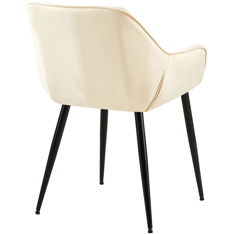 Fauteuil de table moderne en Velours Blanc crème Métal Noir Kravi - 4