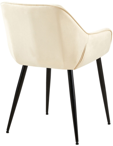 Fauteuil de table moderne en Velours Blanc crème Métal Noir Kravi - 4
