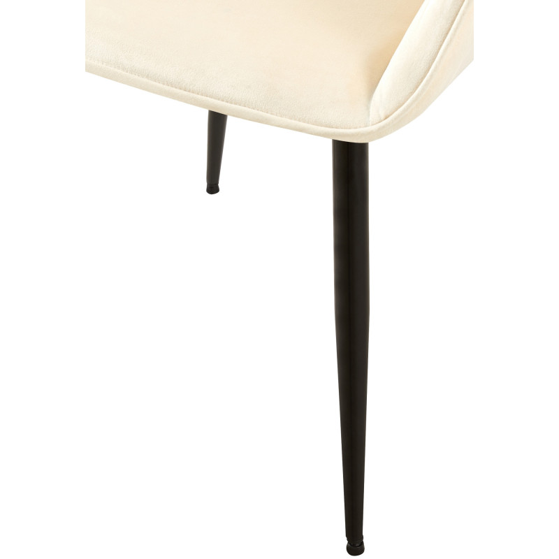 Fauteuil de table moderne en Velours Blanc crème Métal Noir Kravi - 5