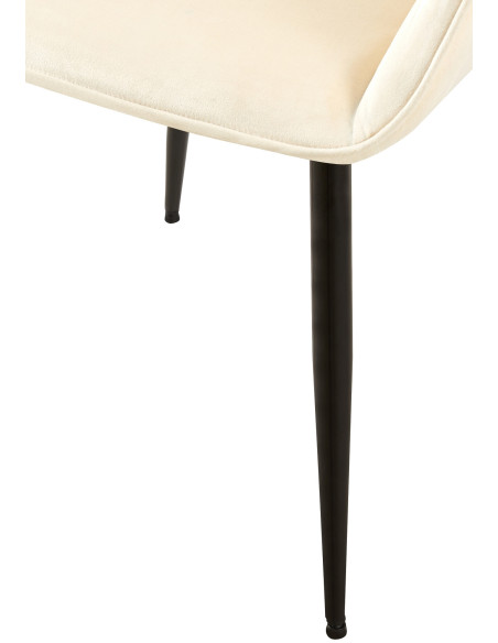 Fauteuil de table moderne en Velours Blanc crème Métal Noir Kravi - 5