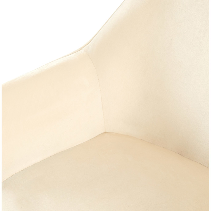 Fauteuil de table moderne en Velours Blanc crème Métal Noir Kravi - 6