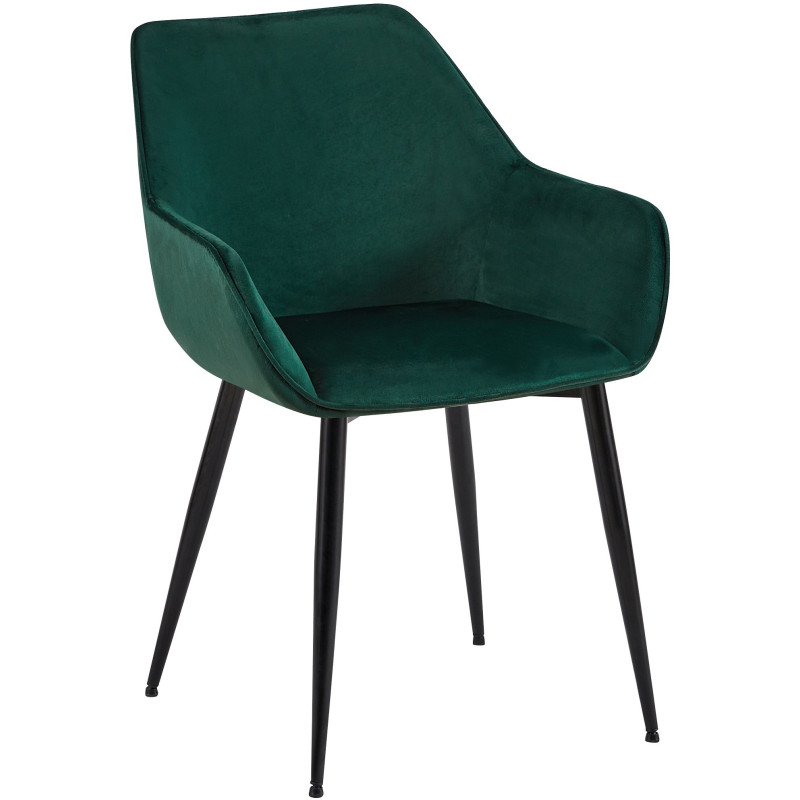 Fauteuil de table moderne en Velours Vert foncé Métal Noir Kravi - 1
