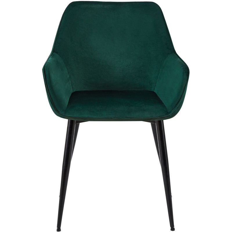 Fauteuil de table moderne en Velours Vert foncé Métal Noir Kravi - 2