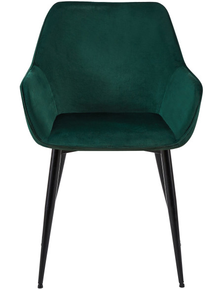 Fauteuil de table moderne en Velours Vert foncé Métal Noir Kravi - 2