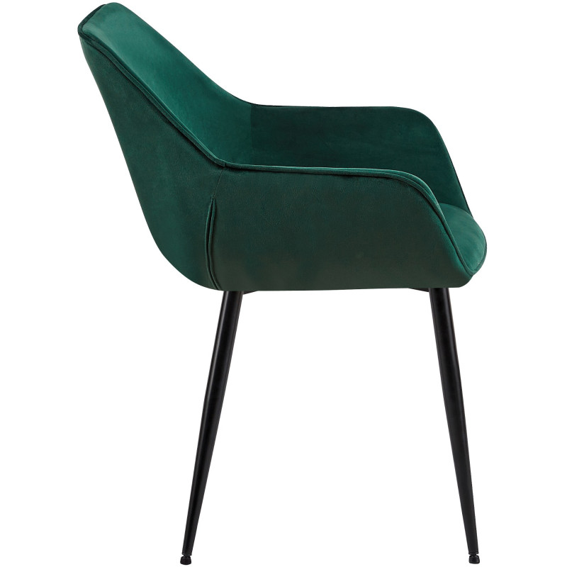 Fauteuil de table moderne en Velours Vert foncé Métal Noir Kravi - 3