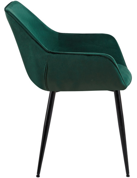 Fauteuil de table moderne en Velours Vert foncé Métal Noir Kravi - 3