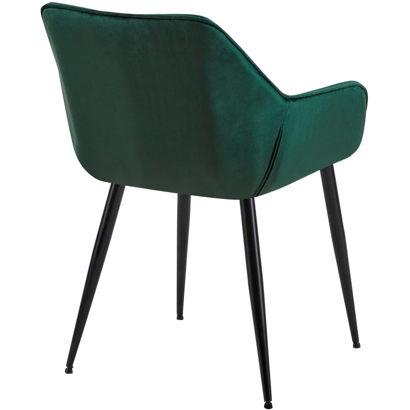 Fauteuil de table moderne en Velours Vert foncé Métal Noir Kravi - 4