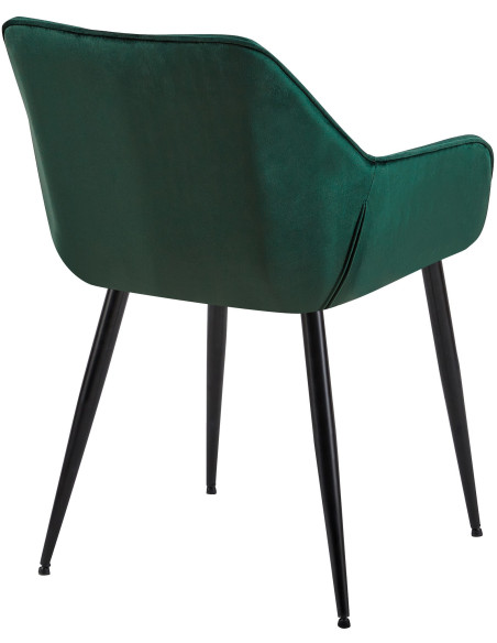 Fauteuil de table moderne en Velours Vert foncé Métal Noir Kravi - 4