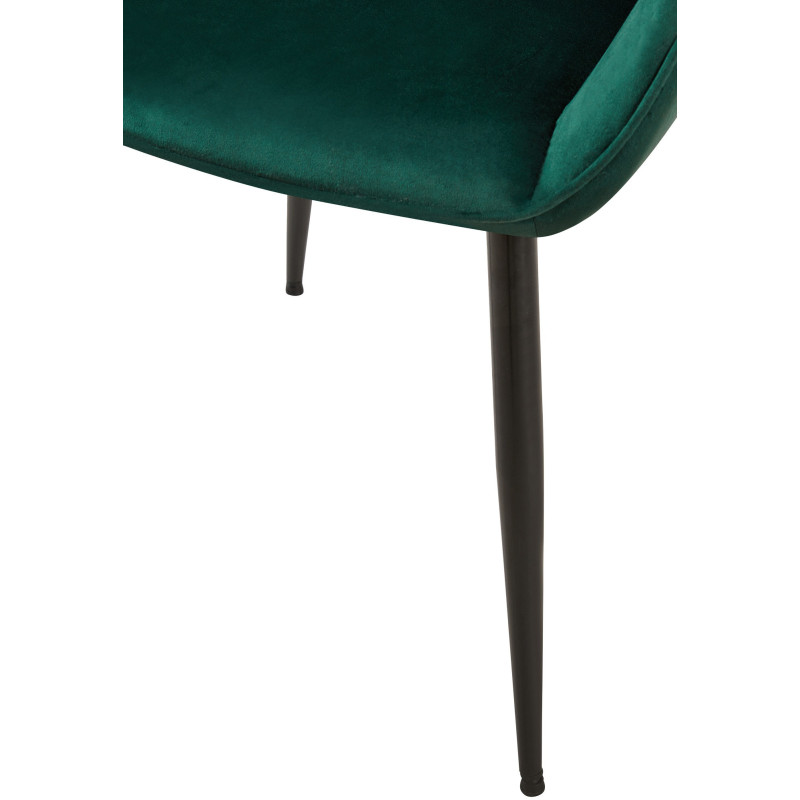 Fauteuil de table moderne en Velours Vert foncé Métal Noir Kravi - 5