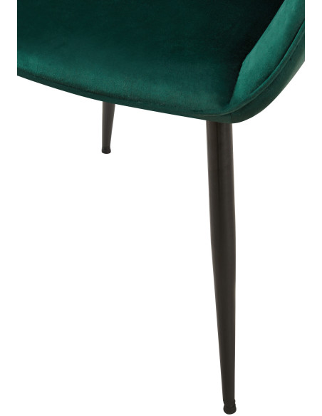 Fauteuil de table moderne en Velours Vert foncé Métal Noir Kravi - 5