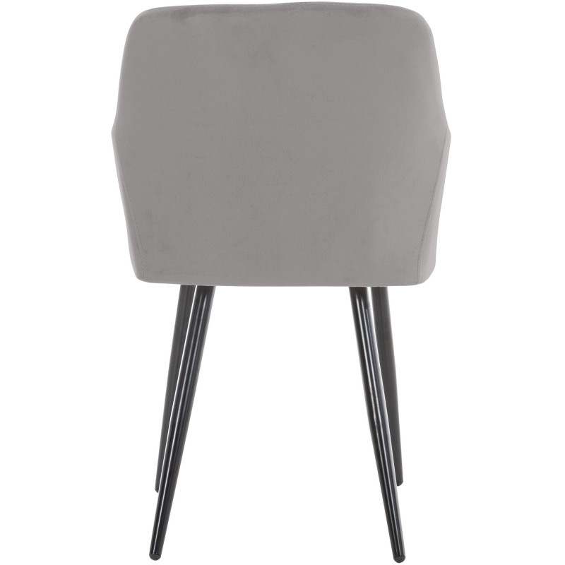 Fauteuil de table motif matelassé en Velours Gris Métal Noir Solinda - 4