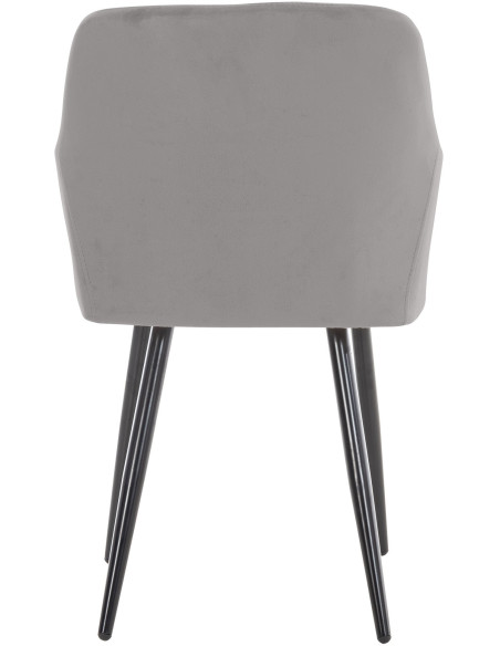 Fauteuil de table motif matelassé en Velours Gris Métal Noir Solinda - 4